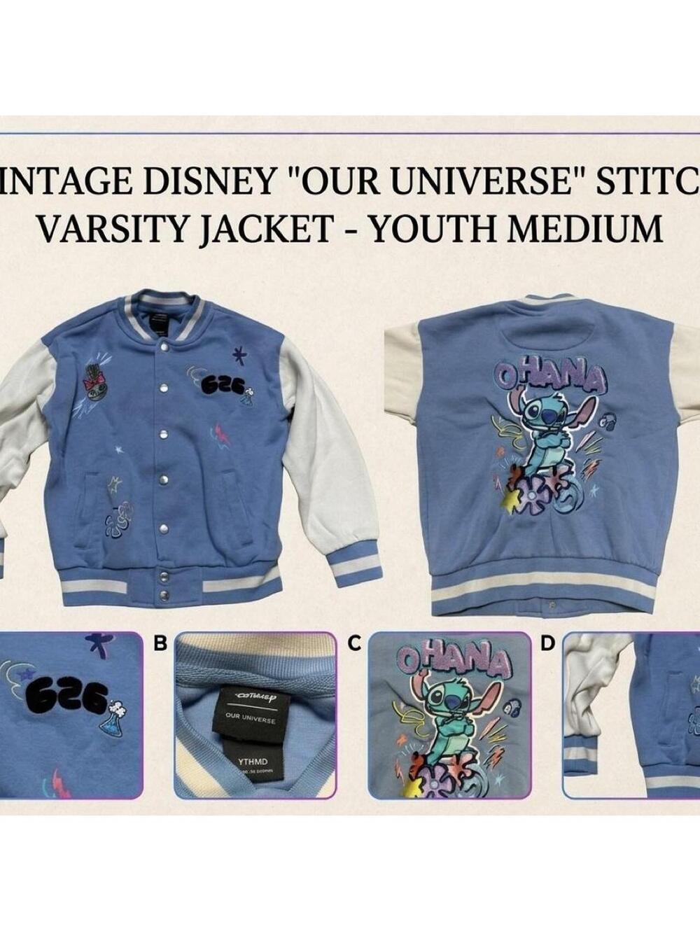 Disney Our Universe Lilo & Stitch Varsity Jacket Youth Medium